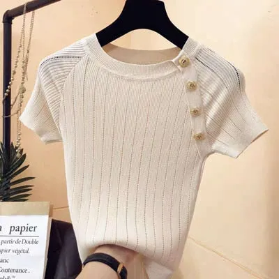 Knitted Button detail Blouse