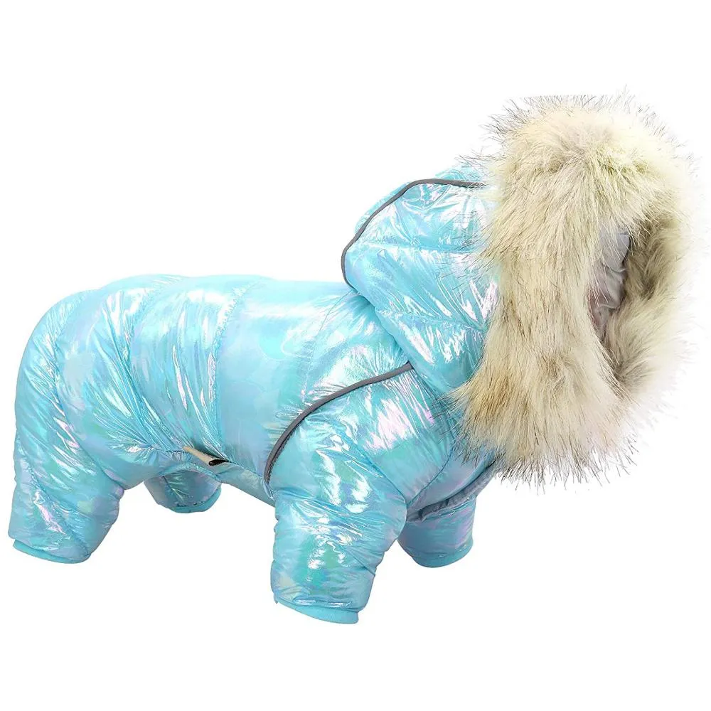 Luxury Fur Collar Thick Warm Clothes For Dogs Reflective Dog Clothes Coat Jacket Reflective Winter Warm Down Coat for Small Dog