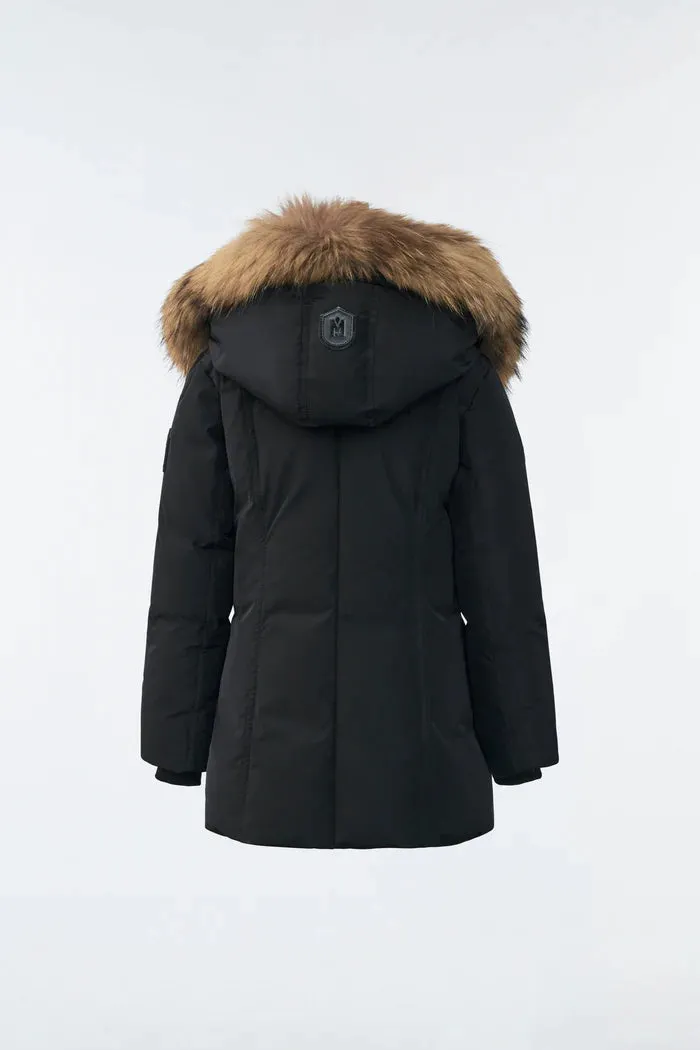 Mackage LEELEE Girls Down Coat with Removable Silver Fox Collar