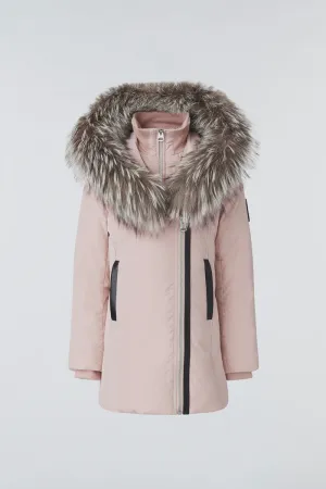 Mackage LEELEE Girls Down Coat with Removable Silver Fox Collar