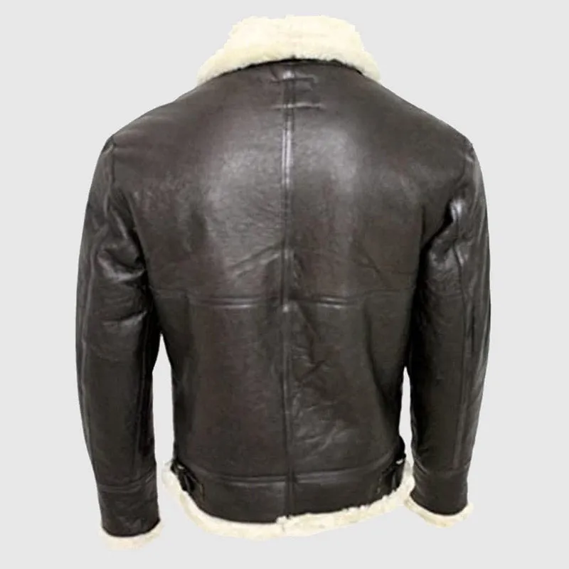 Men Cream B3 Shearling Sheepskin World War 2 Bomber Leather Flying Aviator Jacket