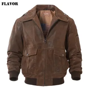 Men's Genuine Leather Bomber Jacket