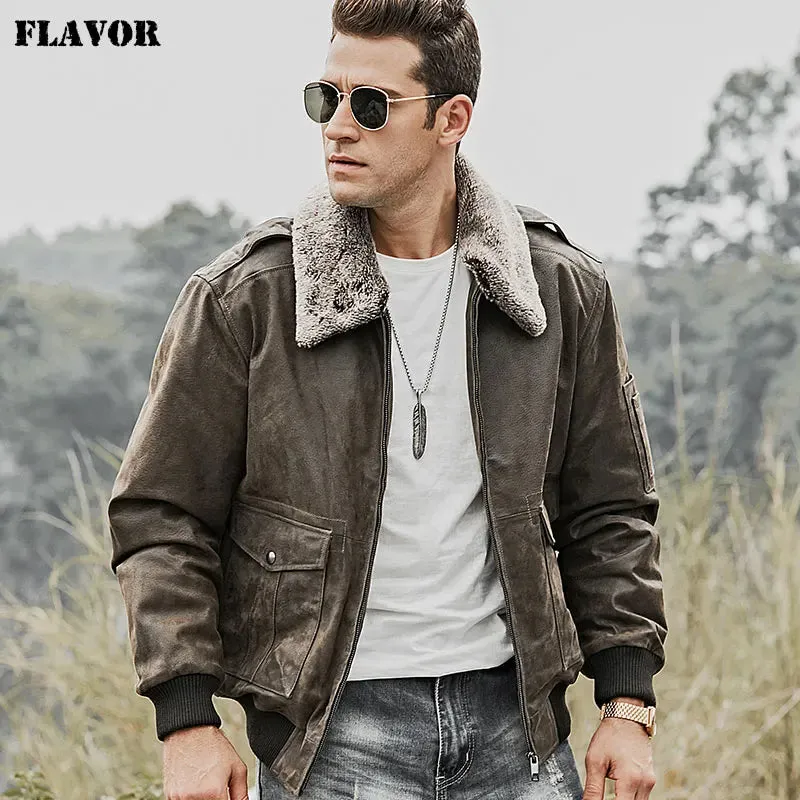 Men's Genuine Leather Bomber Jacket