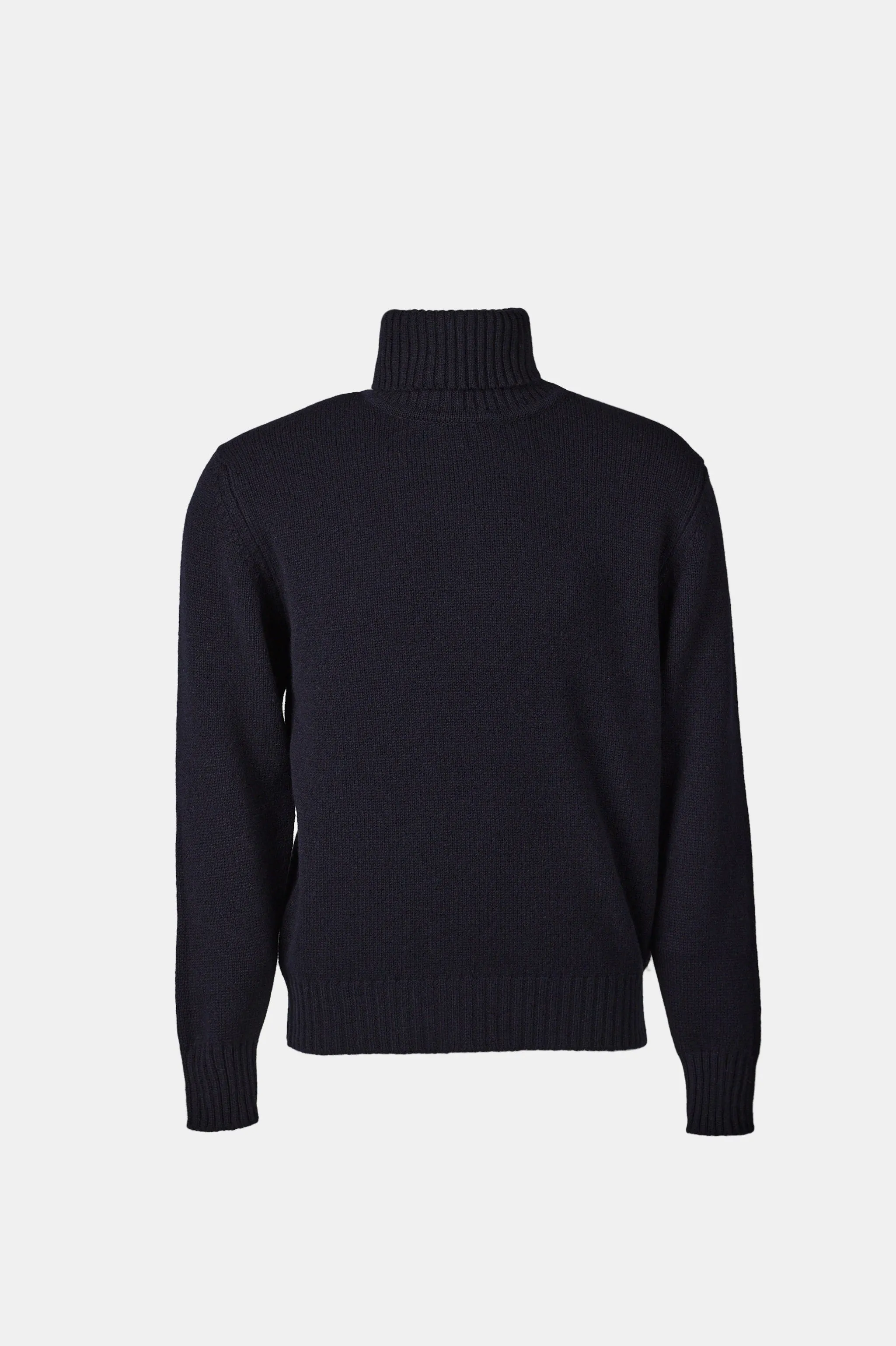 Men's Lambswool Roll Neck - Navy