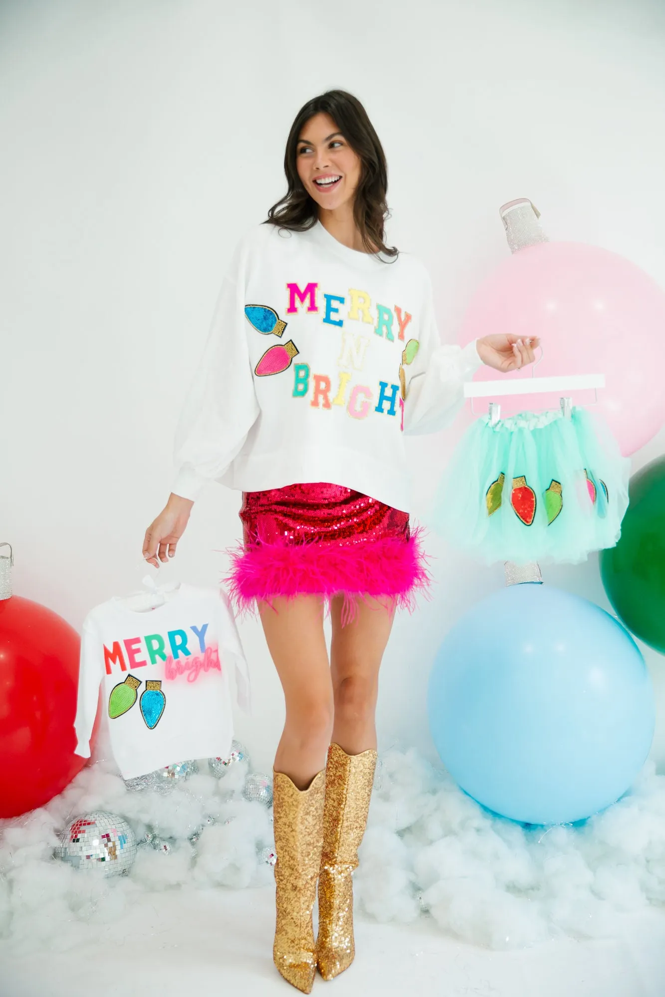 MOM   MINI MERRY N BRIGHT WHITE PULLOVERS