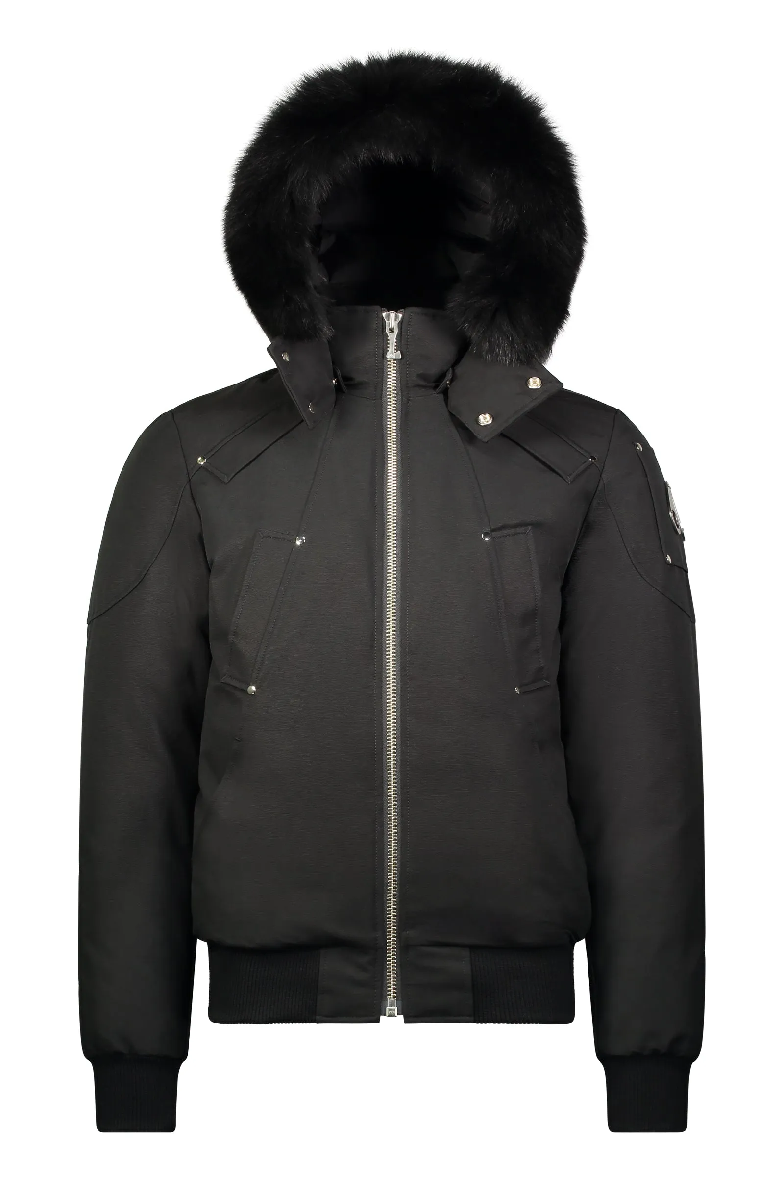 Moose Knuckles Mens Ballistic Bomber - Black with Black/Fox Fur