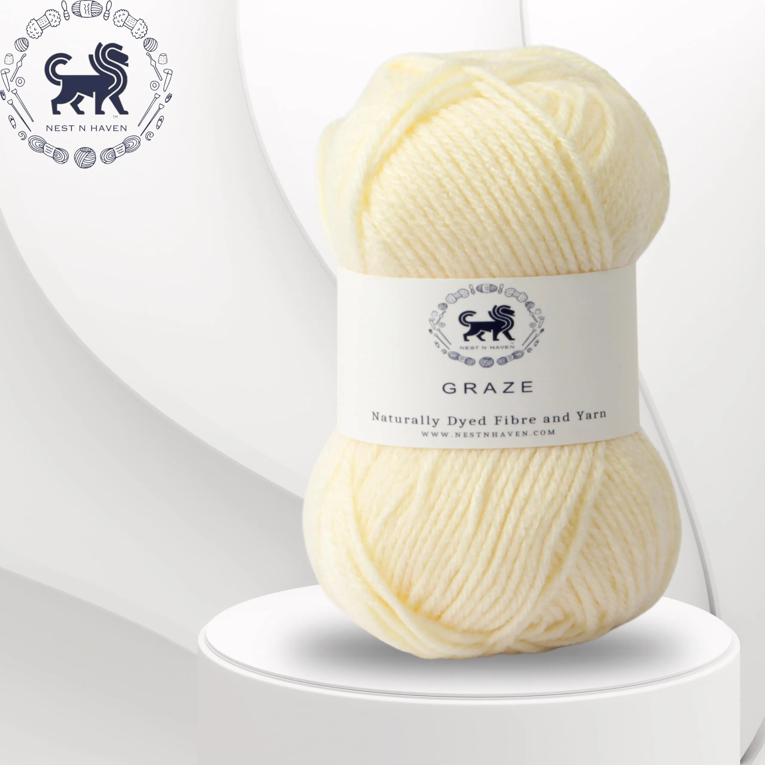 Nestnhaven Acrowools Graze Hand Knitting and Crochet Yarn 200 Grams Pack of 2 Balls - 100gms Each Shade no - NNHG001 (Cream/Off White)