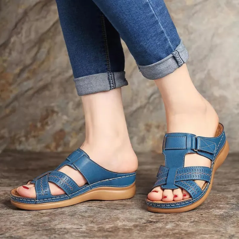 OCW Orthopedic Women Wedge Sandals Open Toe Vintage Anti-slip Leather