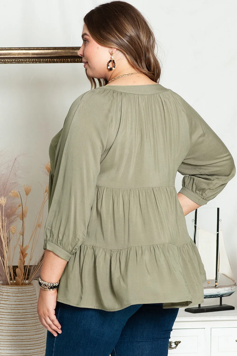 Plus Size Ruffle Tiered Shirt