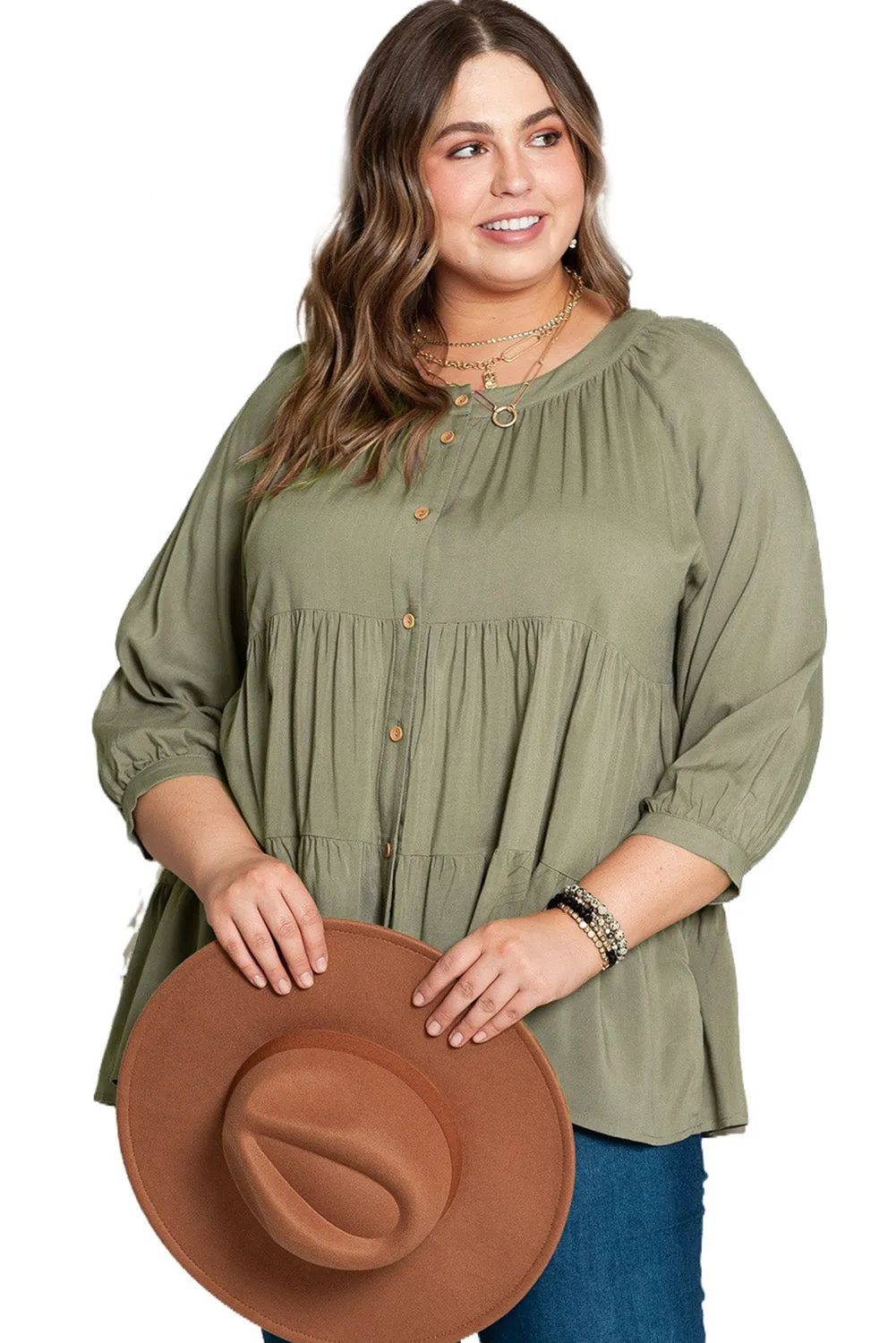 Plus Size Ruffle Tiered Shirt