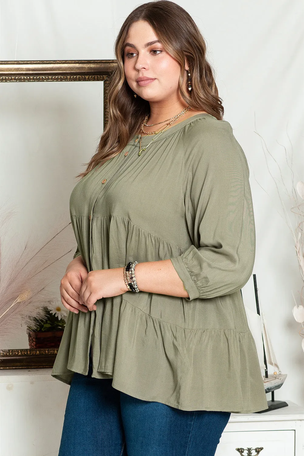 Plus Size Ruffle Tiered Shirt