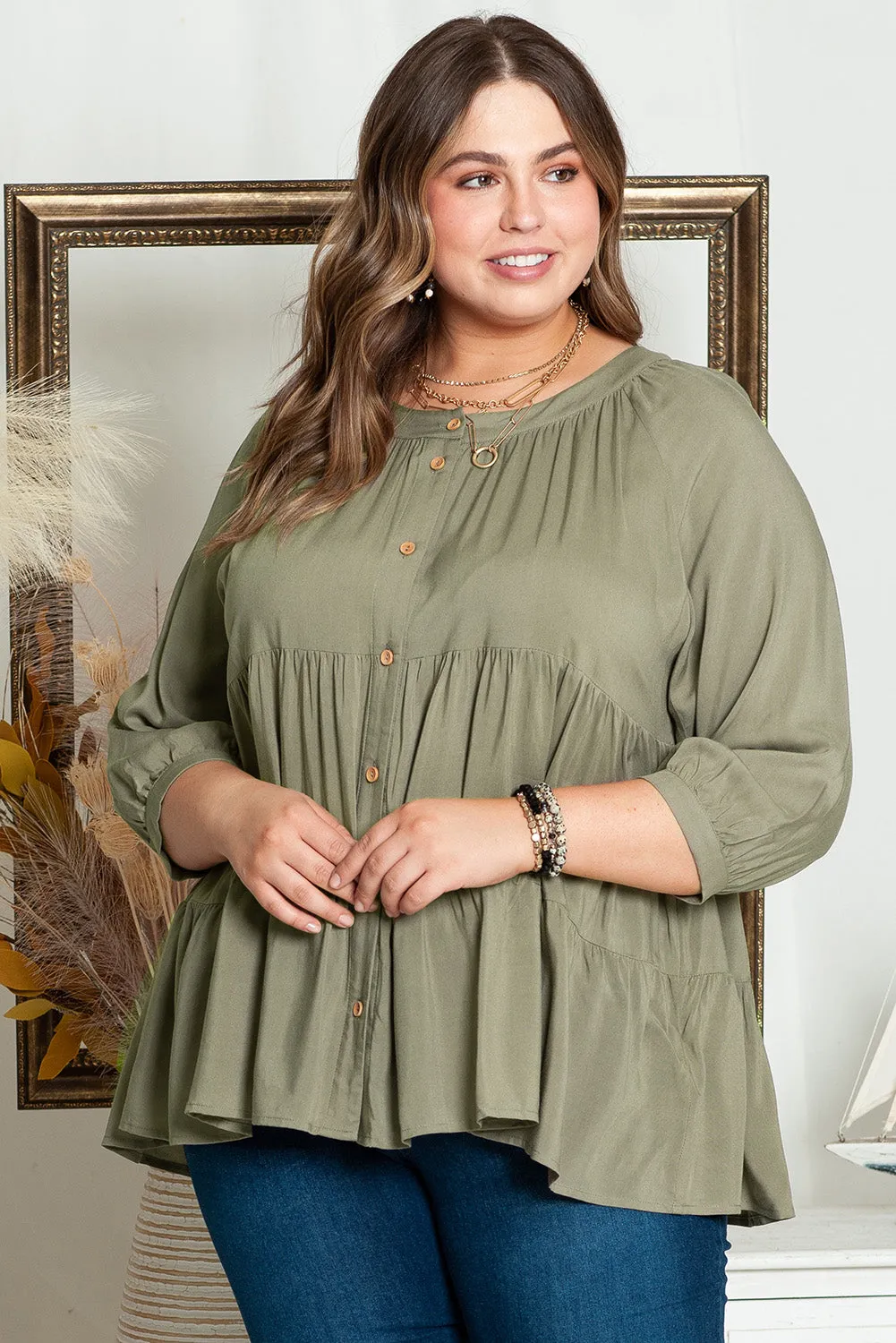 Plus Size Ruffle Tiered Shirt