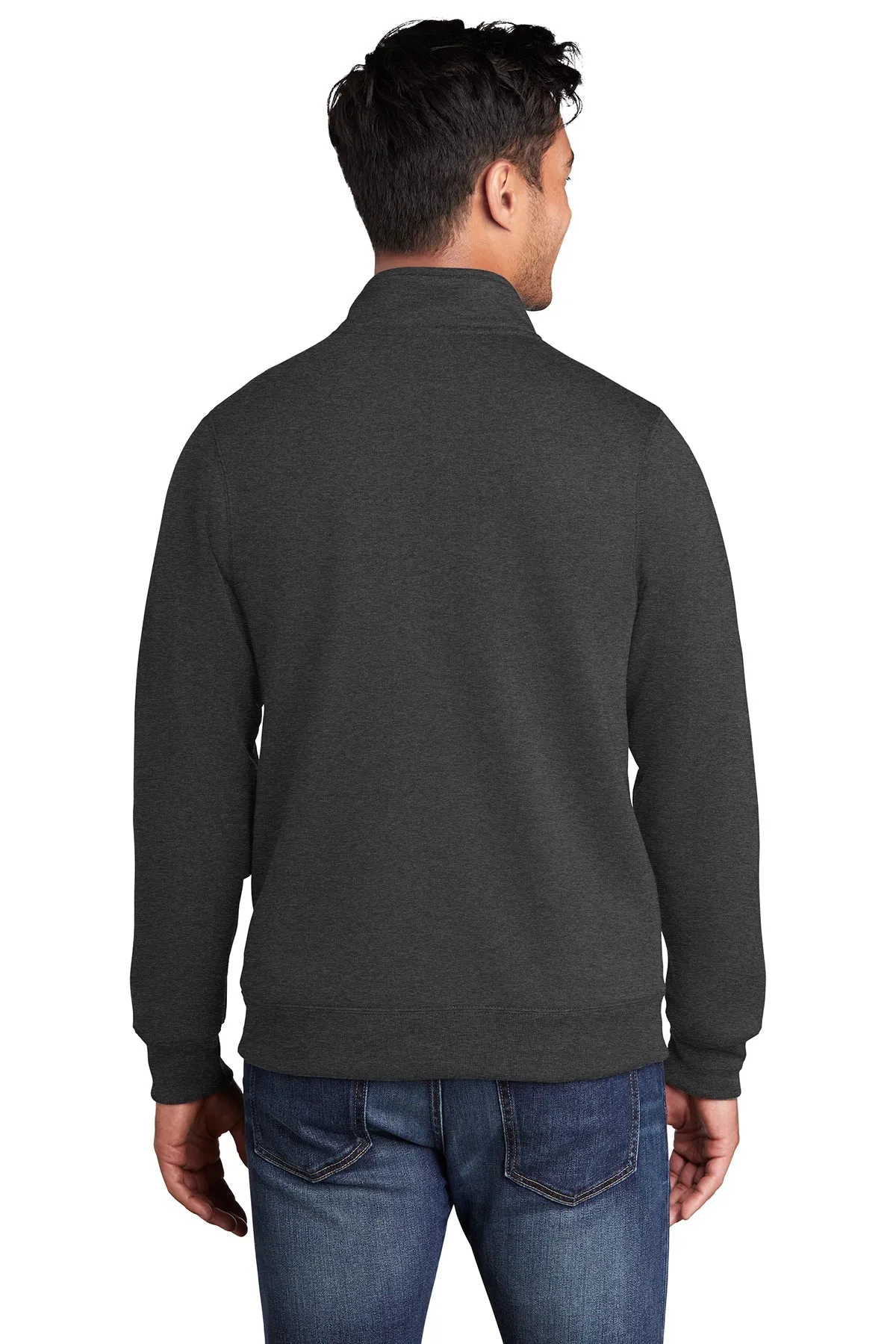 Port & Company Custom Cadet Collar Pullovers, Dark Heather Grey