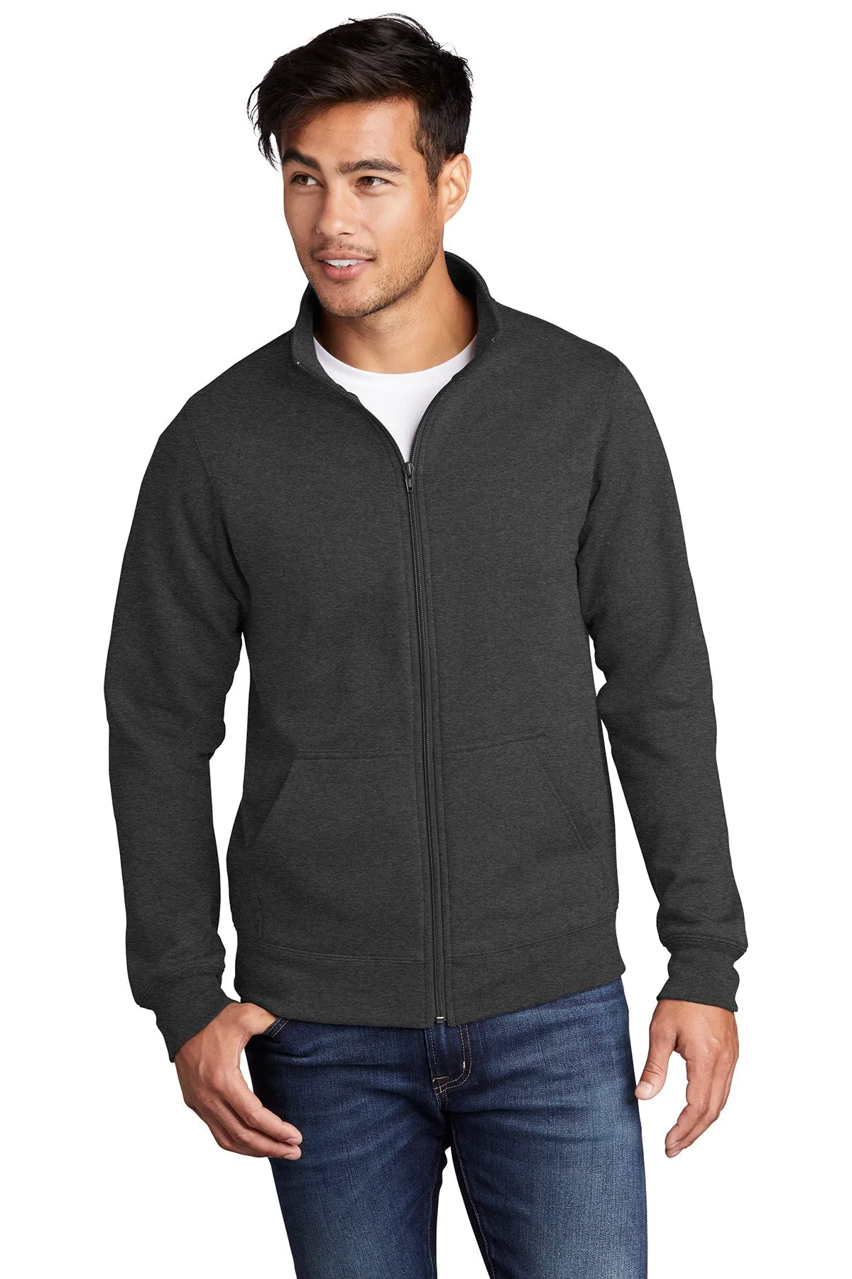 Port & Company Custom Cadet Collar Pullovers, Dark Heather Grey