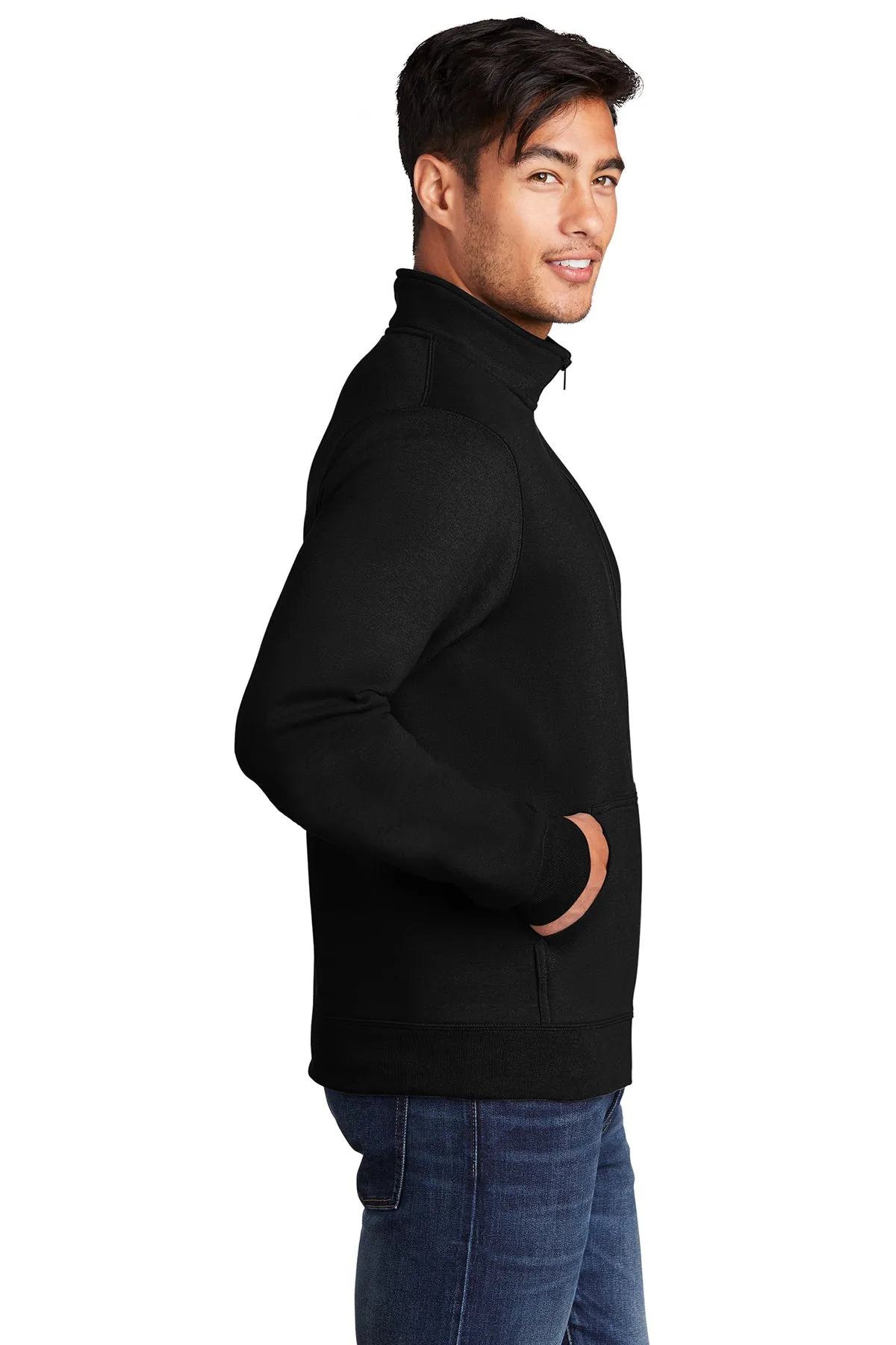 Port & Company Custom Cadet Collar Pullovers, Jet Black