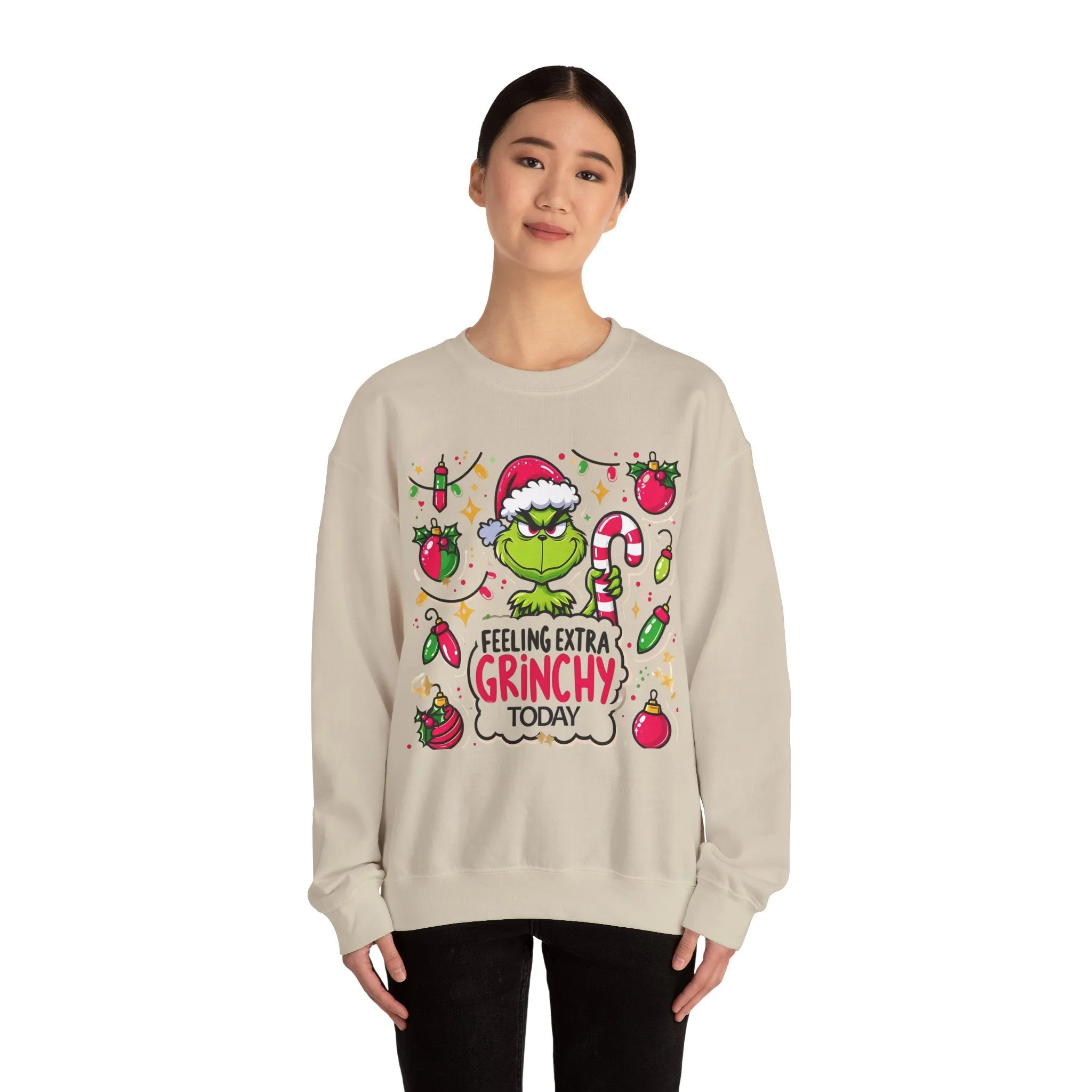 Princess Grace Feeling Extra Grinchy Crewneck Sweatshirt  Merry Holiday Humor Sweater