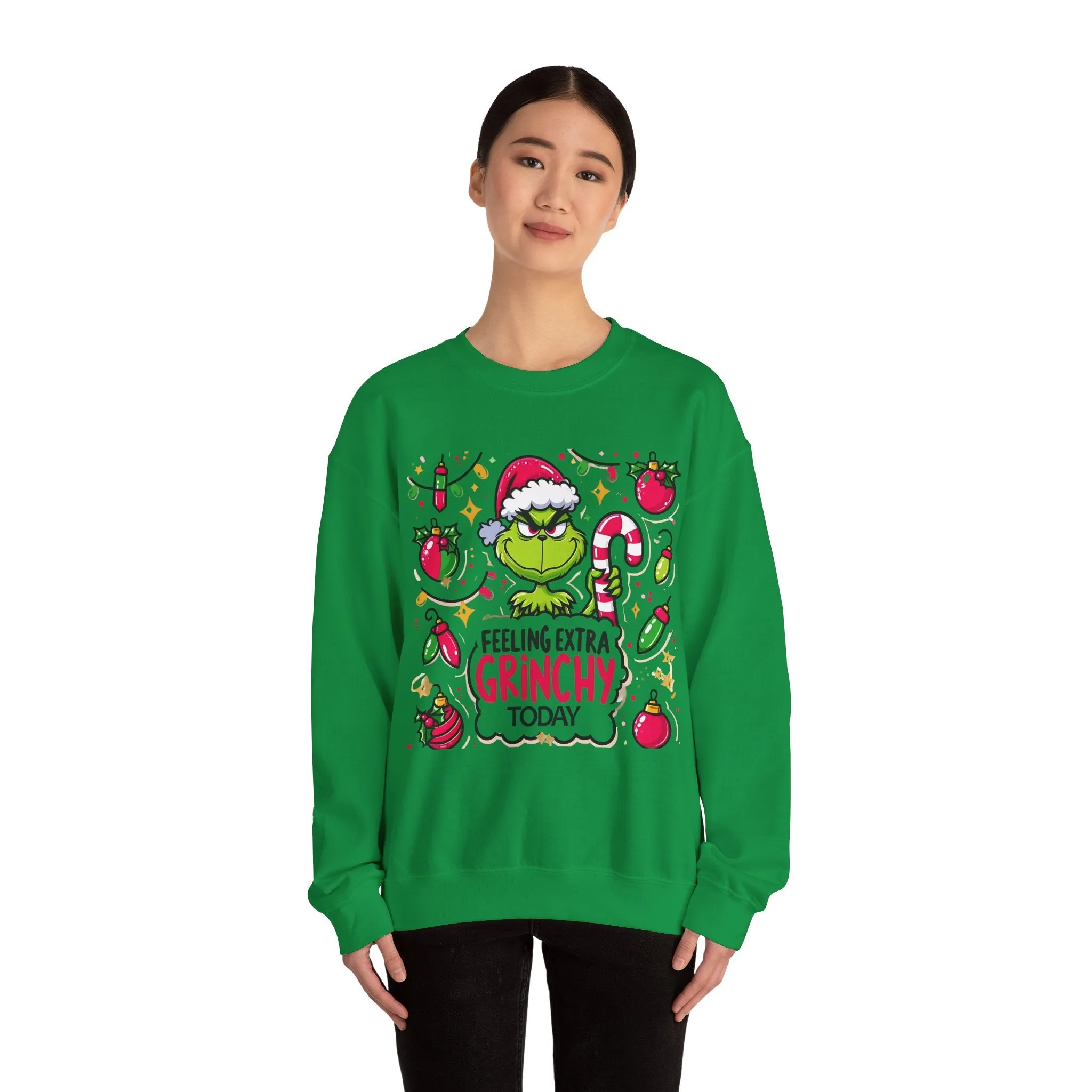 Princess Grace Feeling Extra Grinchy Crewneck Sweatshirt  Merry Holiday Humor Sweater