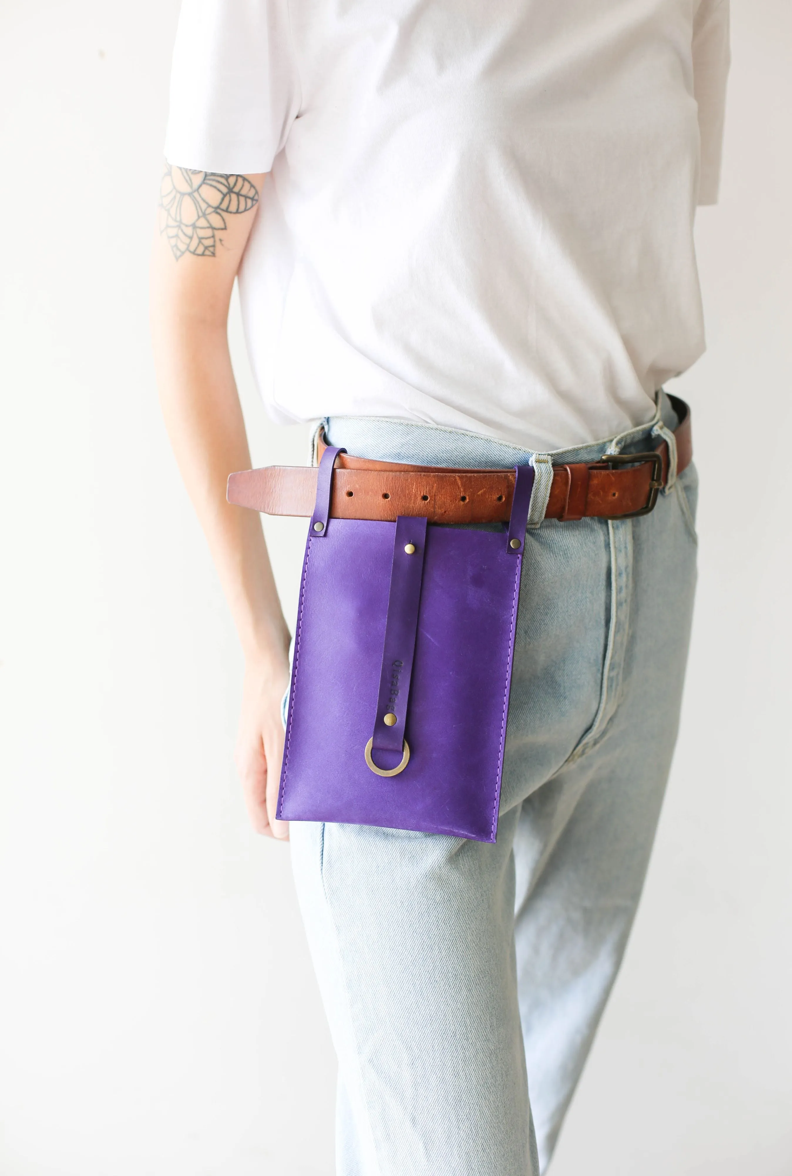 Purple Leather Phone Bag