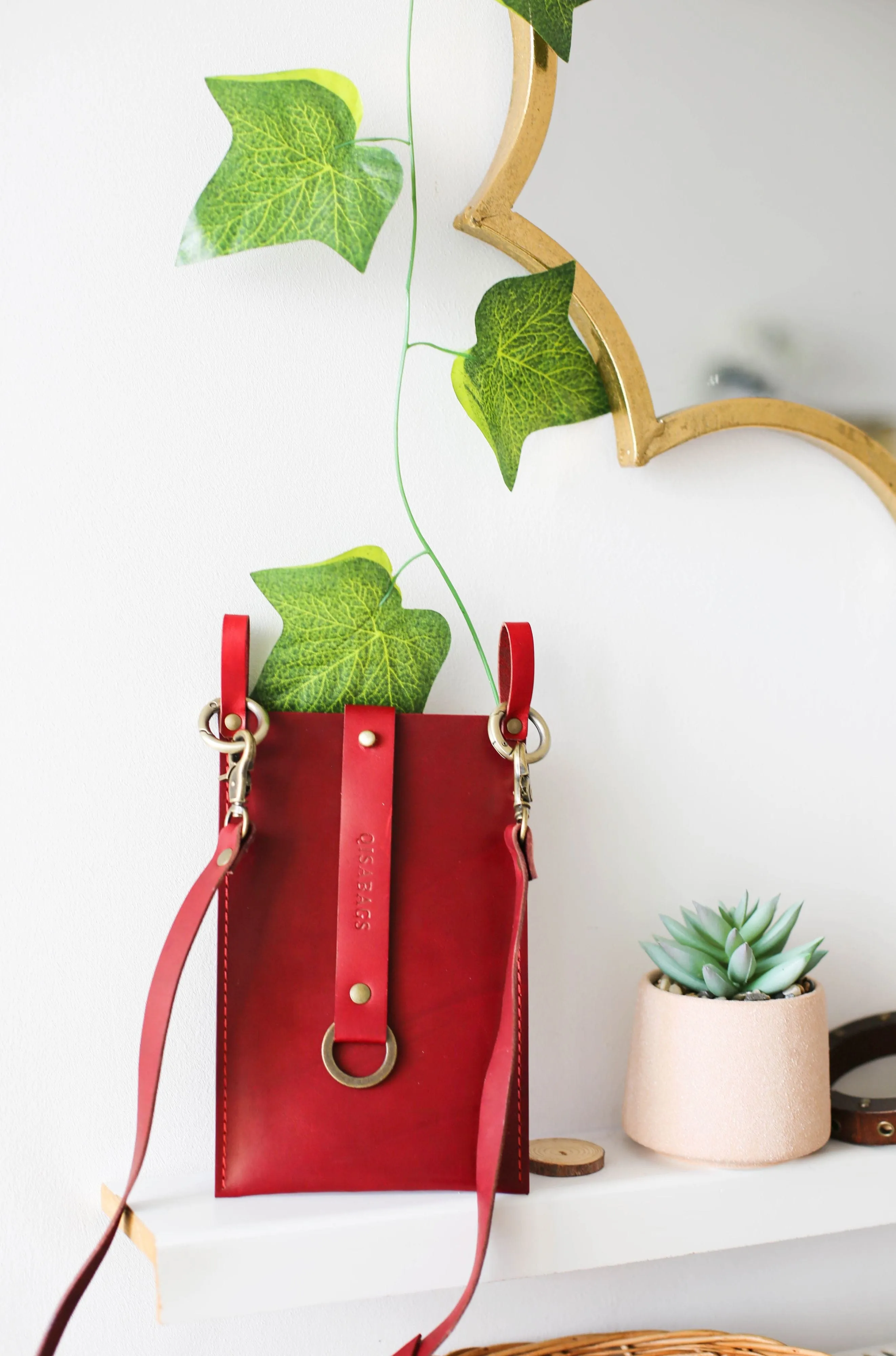 Red Leather Phone Bag