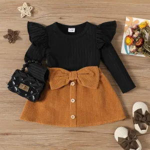 Ribbed Long Sleeve Ruffle Shoulder Blouse | Baby