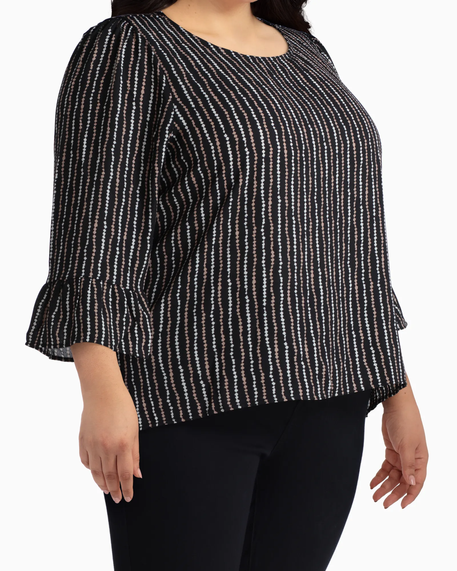 Ruah Flared Sleeve Blouse | Black / White