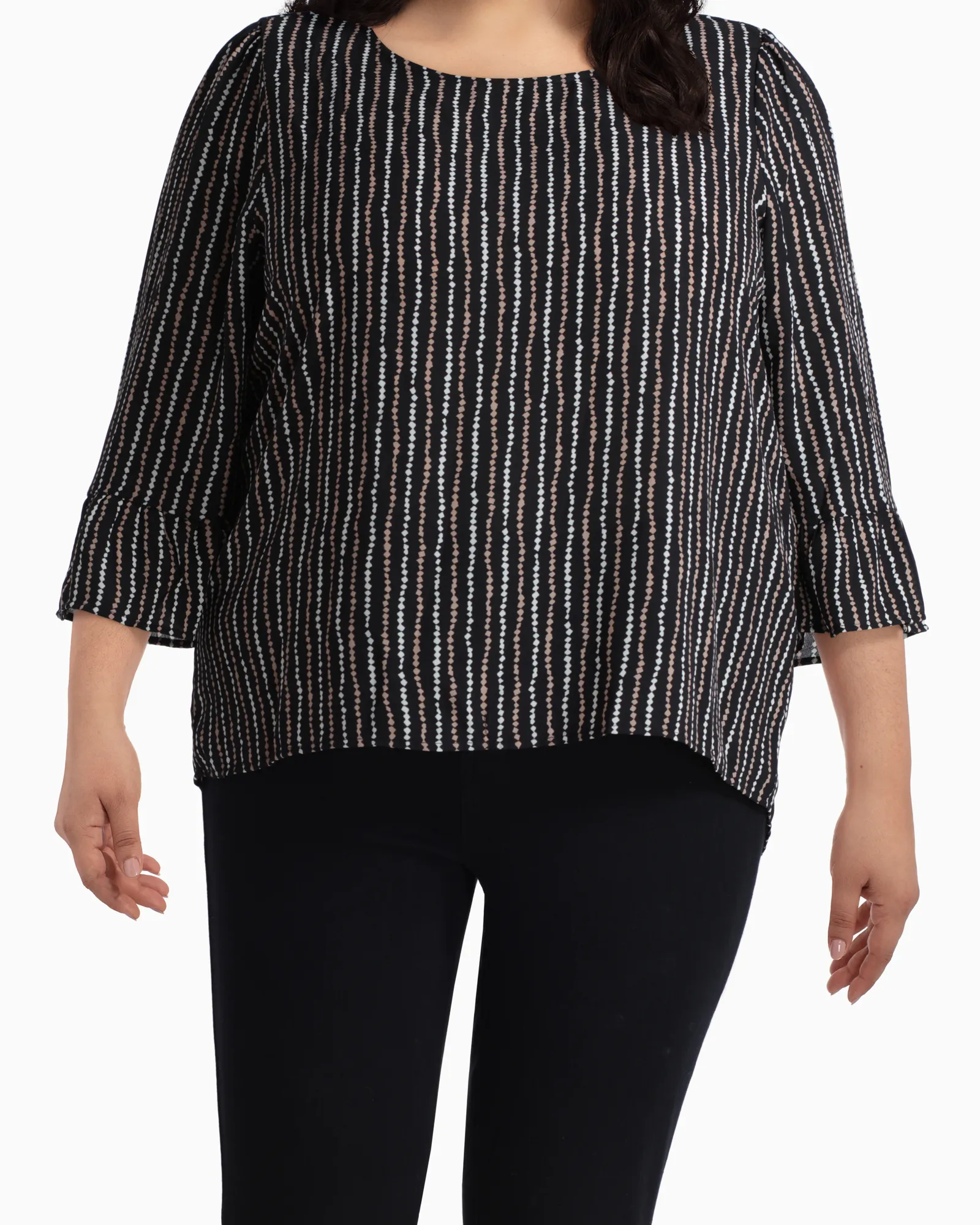 Ruah Flared Sleeve Blouse | Black / White