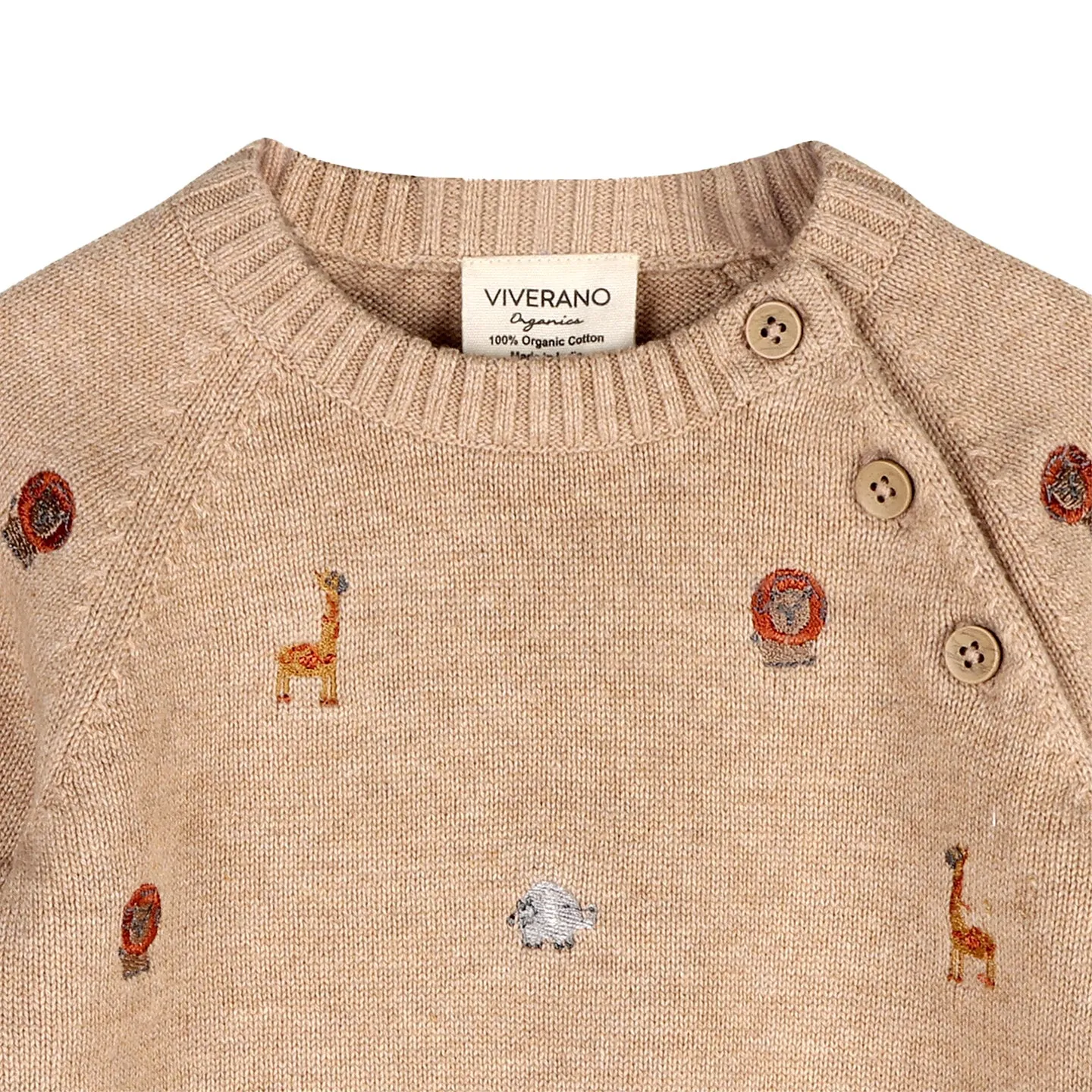 Safari Animal Embroidered Raglan Sweater