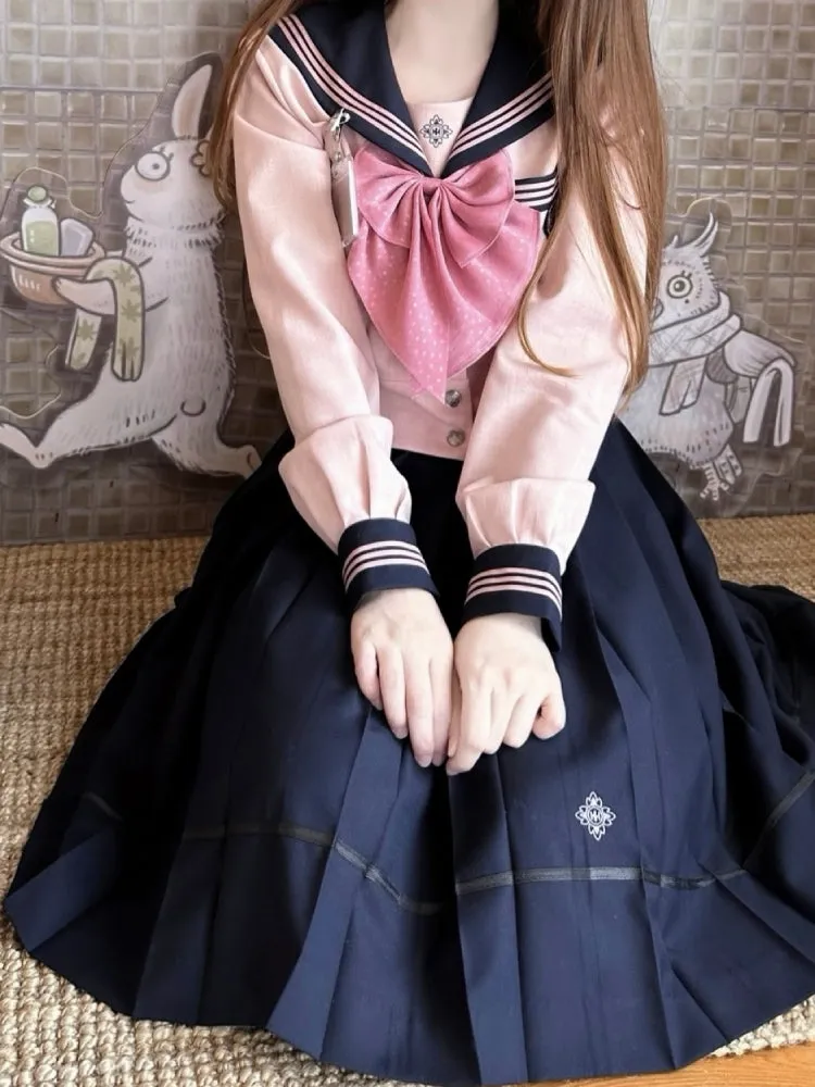 Sakura Petals Japanese Sailor Collar Long-sleeved JK Uniform Blouse