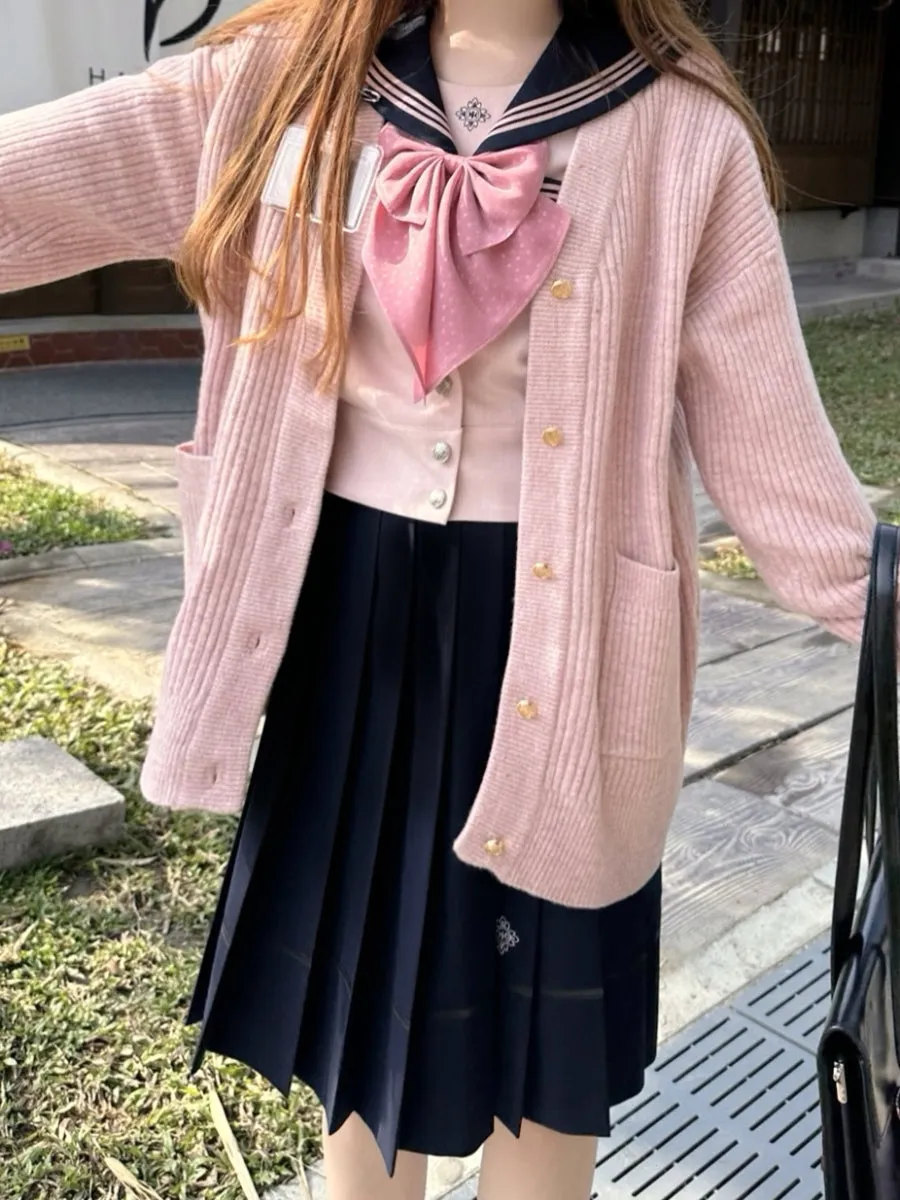 Sakura Petals Japanese Sailor Collar Long-sleeved JK Uniform Blouse