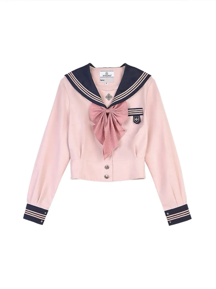 Sakura Petals Japanese Sailor Collar Long-sleeved JK Uniform Blouse