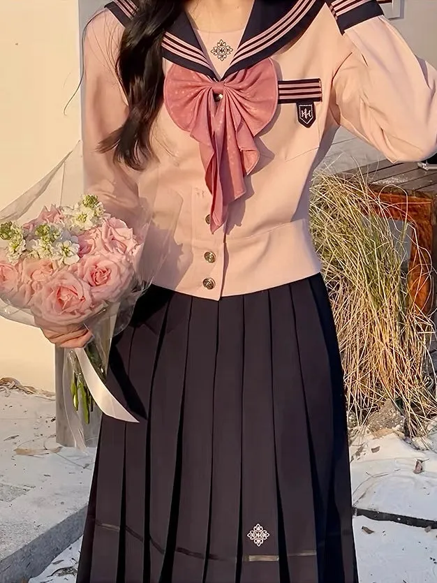 Sakura Petals Japanese Sailor Collar Long-sleeved JK Uniform Blouse