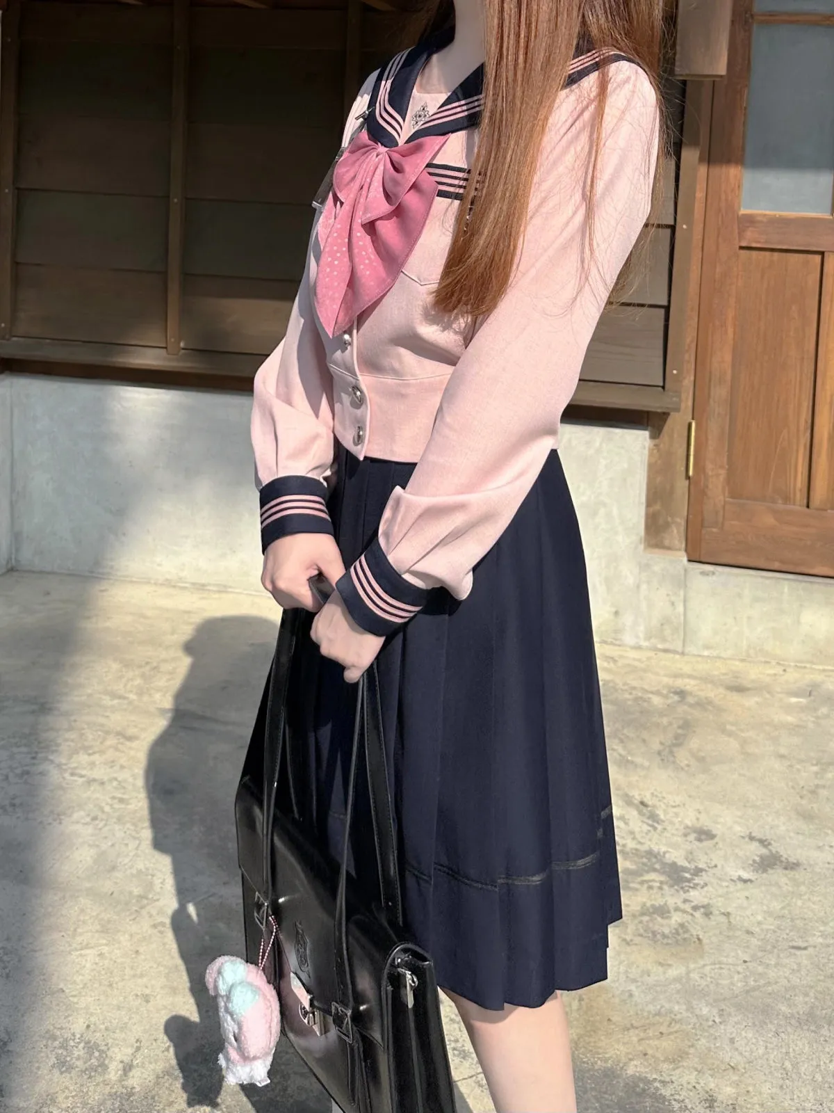 Sakura Petals Japanese Sailor Collar Long-sleeved JK Uniform Blouse