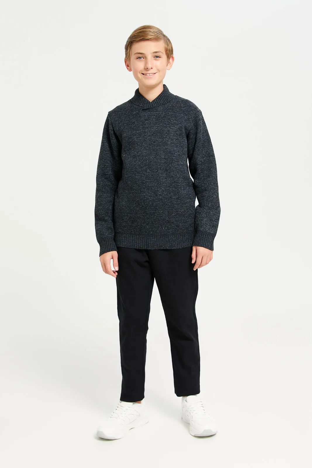 Senior Boys Charcoal Plain Pullover