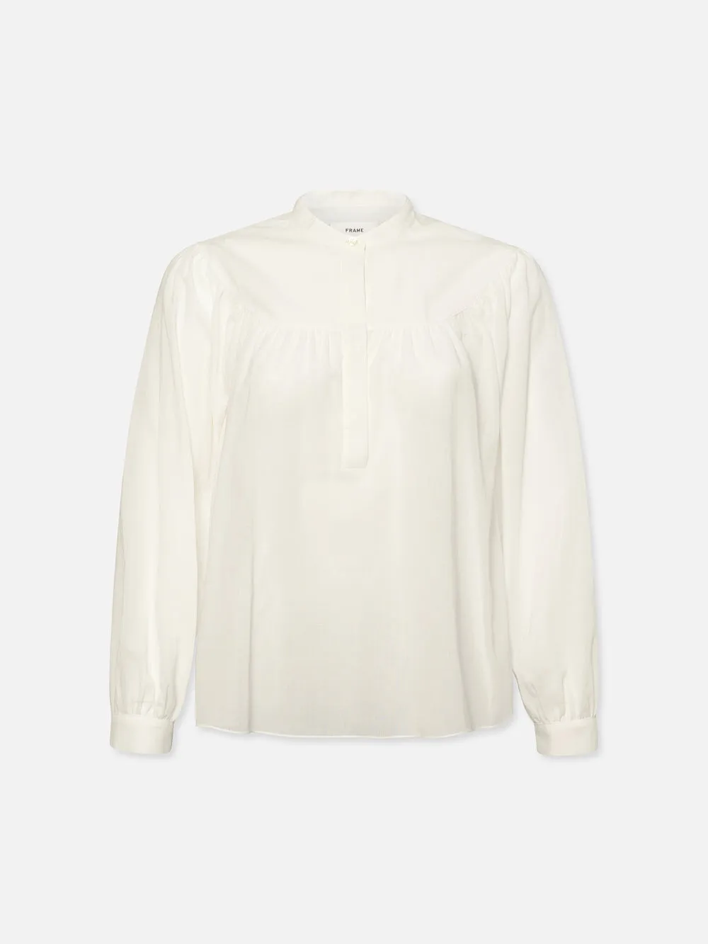 Shirred Popover Blouse -- White