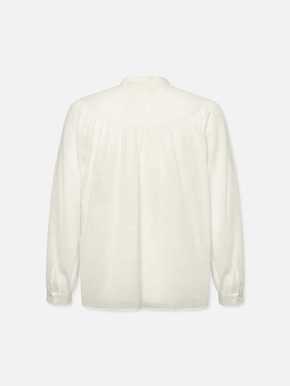 Shirred Popover Blouse -- White