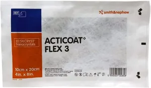 Smith & Nephew Acticoat™ Flex 3 Antimicrobial Barrier Dressing with Silcryst Nanocrystals 4" x 8", Highly Flexible, Low Adherent