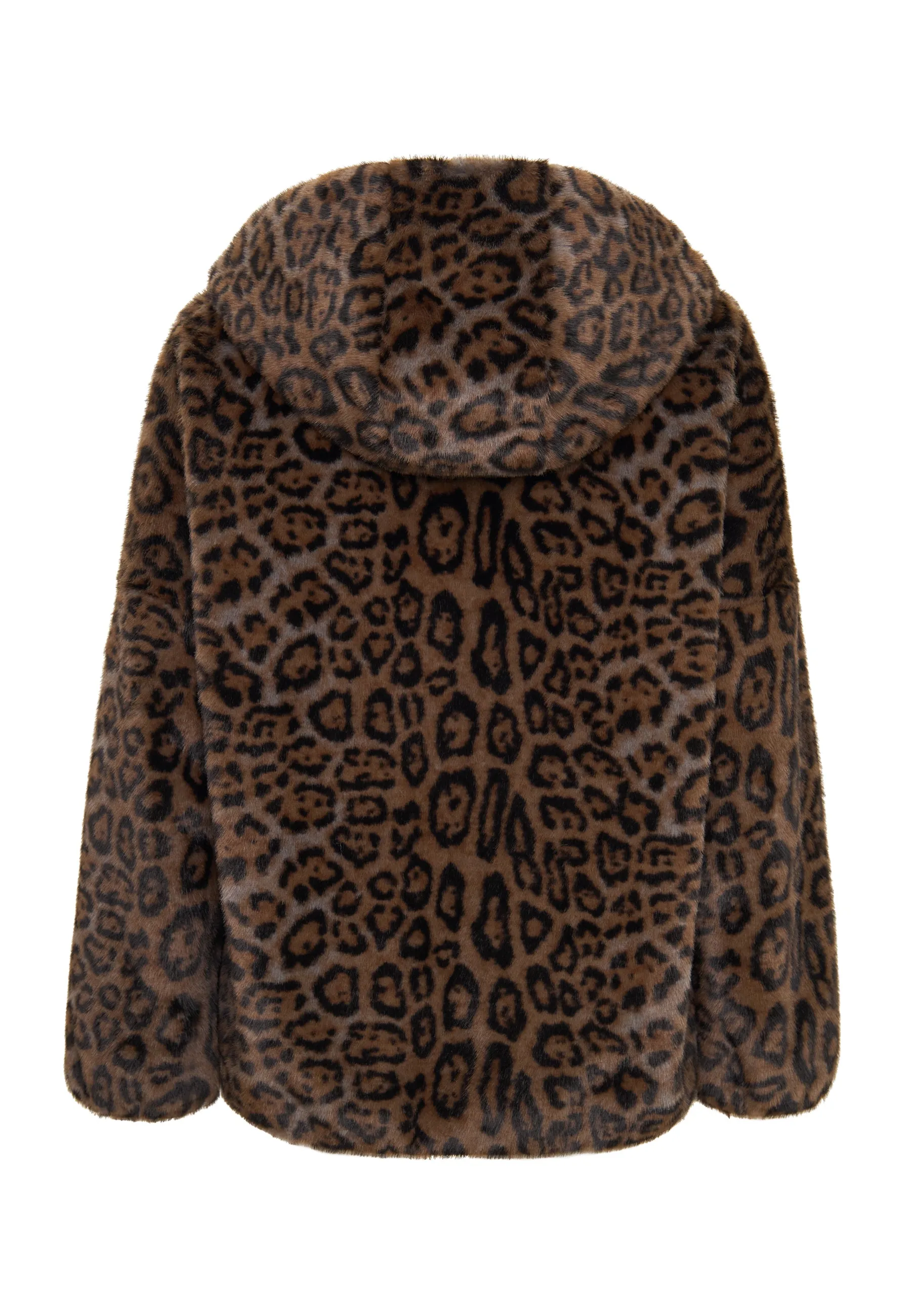 Stylish Hooded Faux Fur Jacket Reyna - Leopard