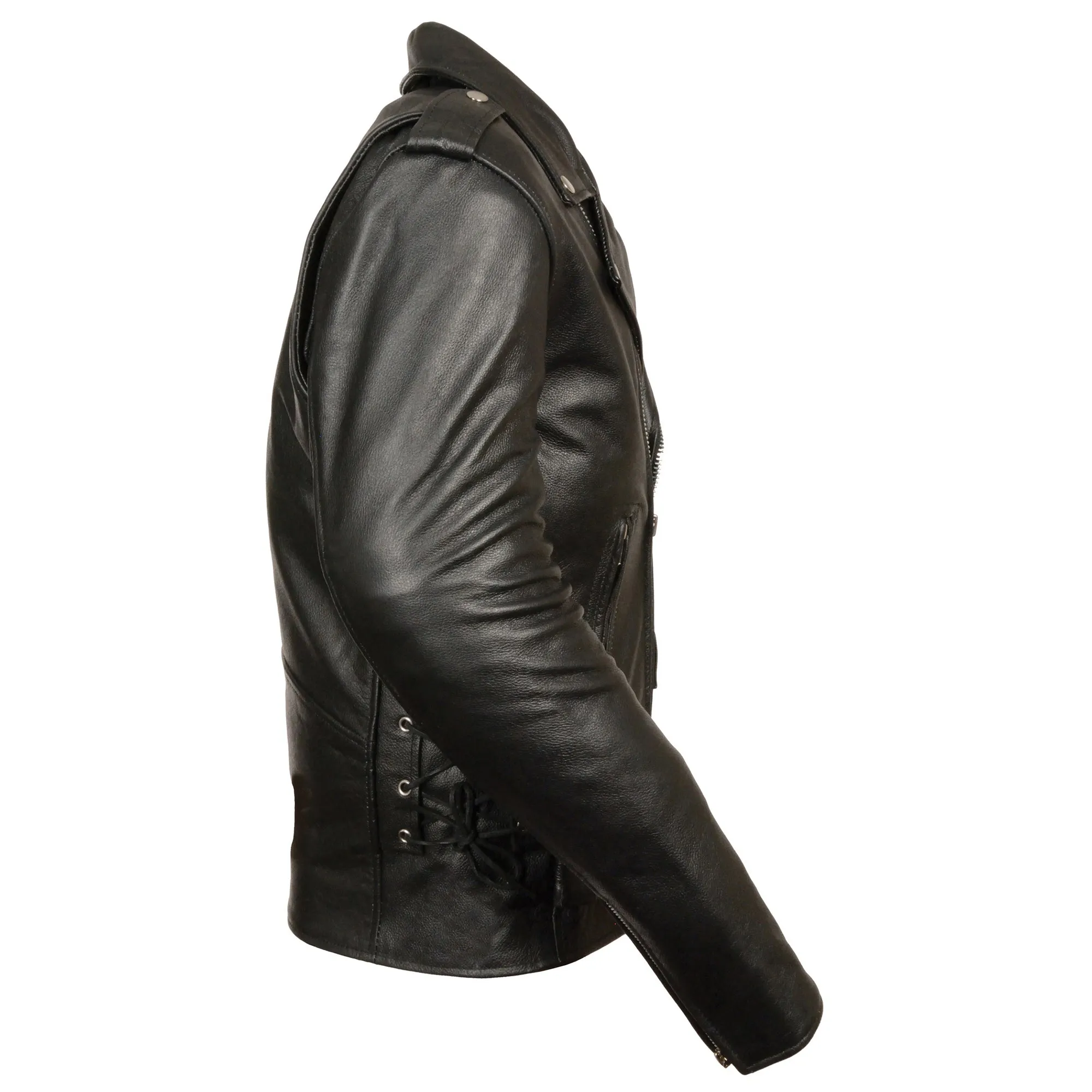 Tall Classic Motorcycle Leather Jacket - Biker Long Sleeve MC Jacket - SH1011T