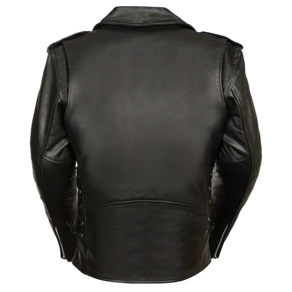 Tall Classic Motorcycle Leather Jacket - Biker Long Sleeve MC Jacket - SH1011T