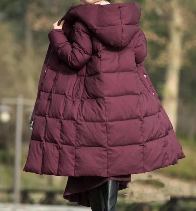 Thick Long Winter Duck Down Jacket, Hooded Down Jacket Women Puffer Coat