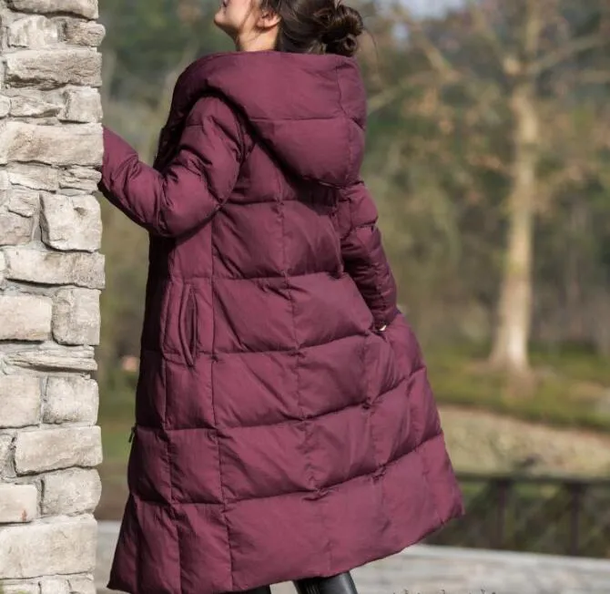 Thick Long Winter Duck Down Jacket, Hooded Down Jacket Women Puffer Coat