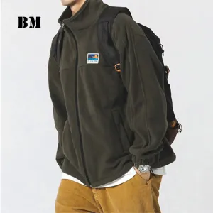 Thick Stand Collar Fleece Sweatshirt Japanese Streetwear Coat