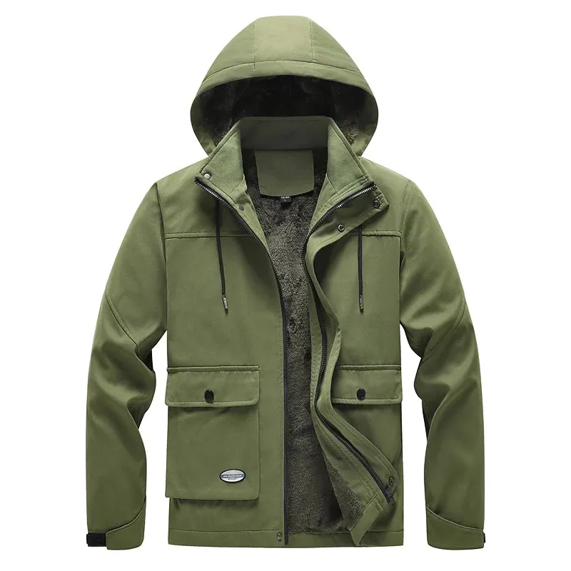 Thick Warm Fleece Men Fashion Casual Jacket Men Men Windproof Fleece Military Parkas WinterOutdoor Parkas Jacket Coat