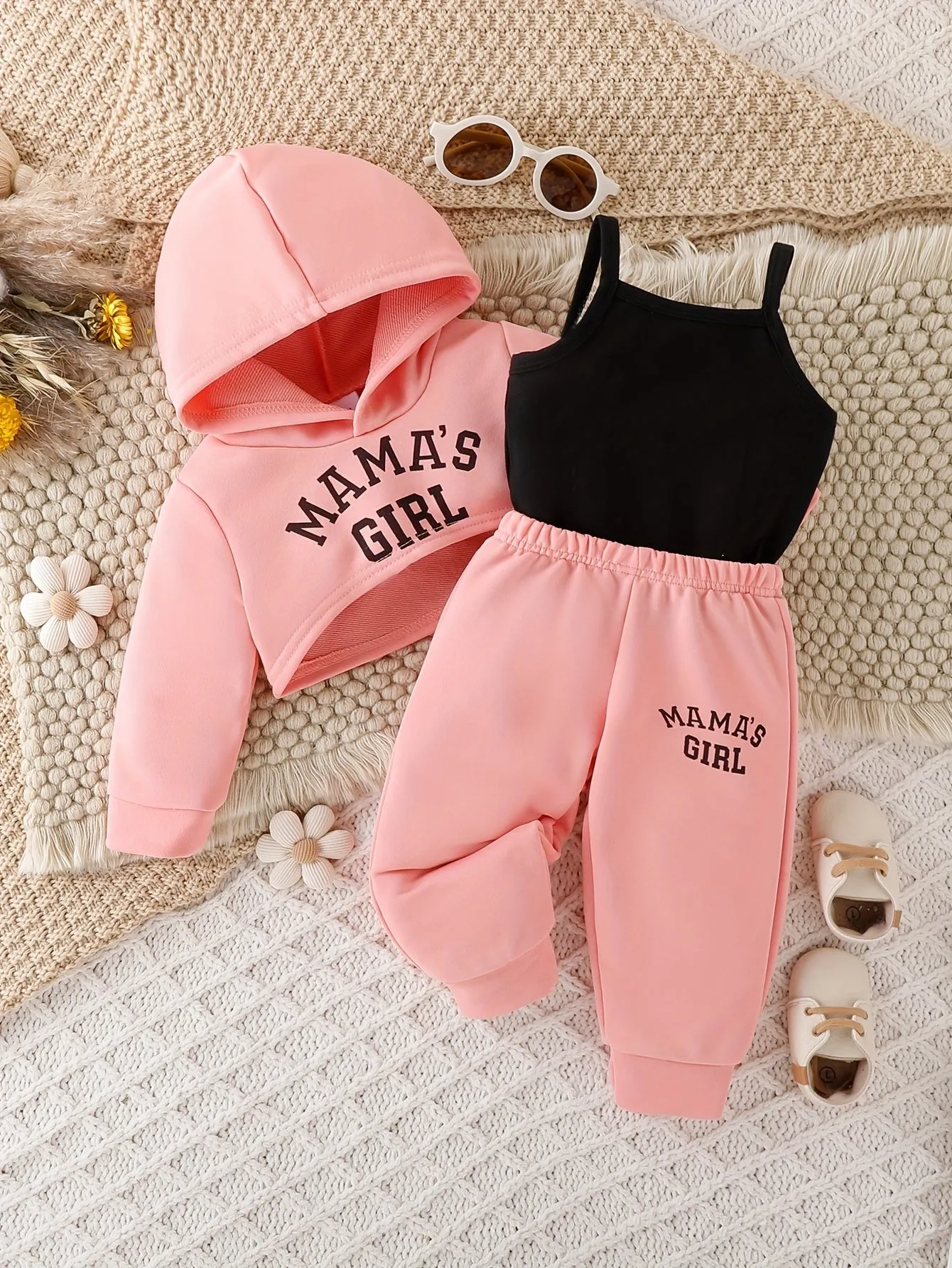 Trendy Girl Baby 3pcs Outfit Set Hoodie Top Pants