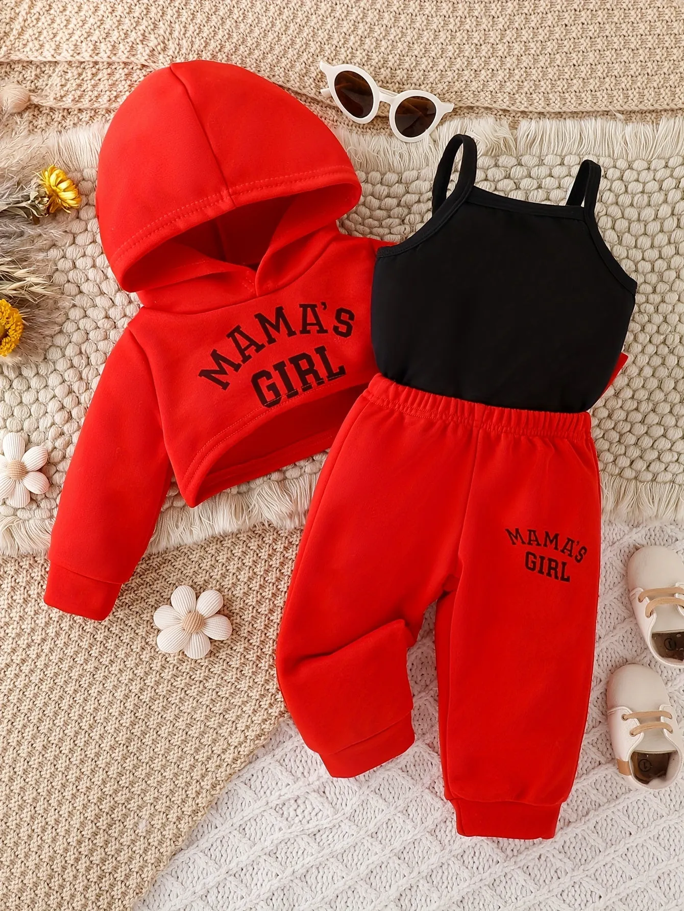 Trendy Girl Baby 3pcs Outfit Set Hoodie Top Pants