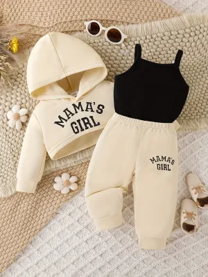 Trendy Girl Baby 3pcs Outfit Set Hoodie Top Pants