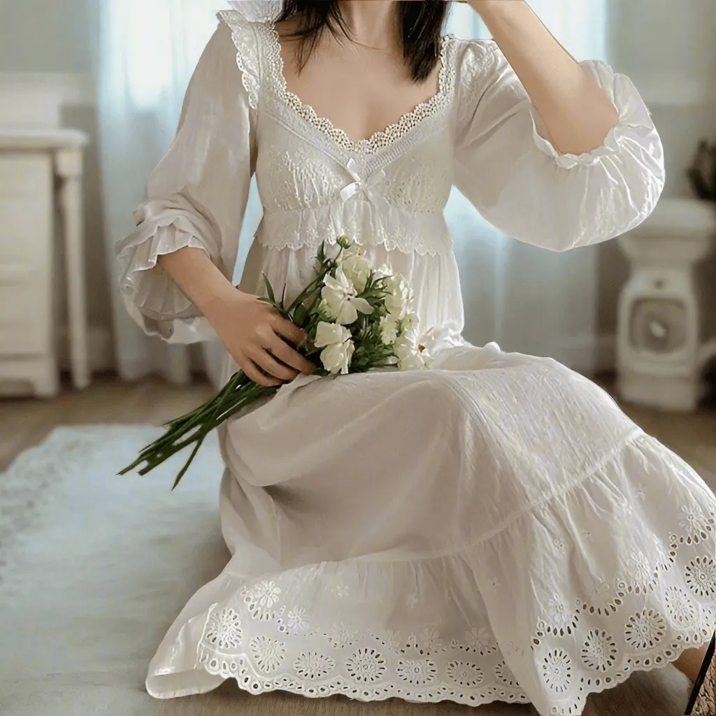 Victorian White Cotton Night Dress S-XL