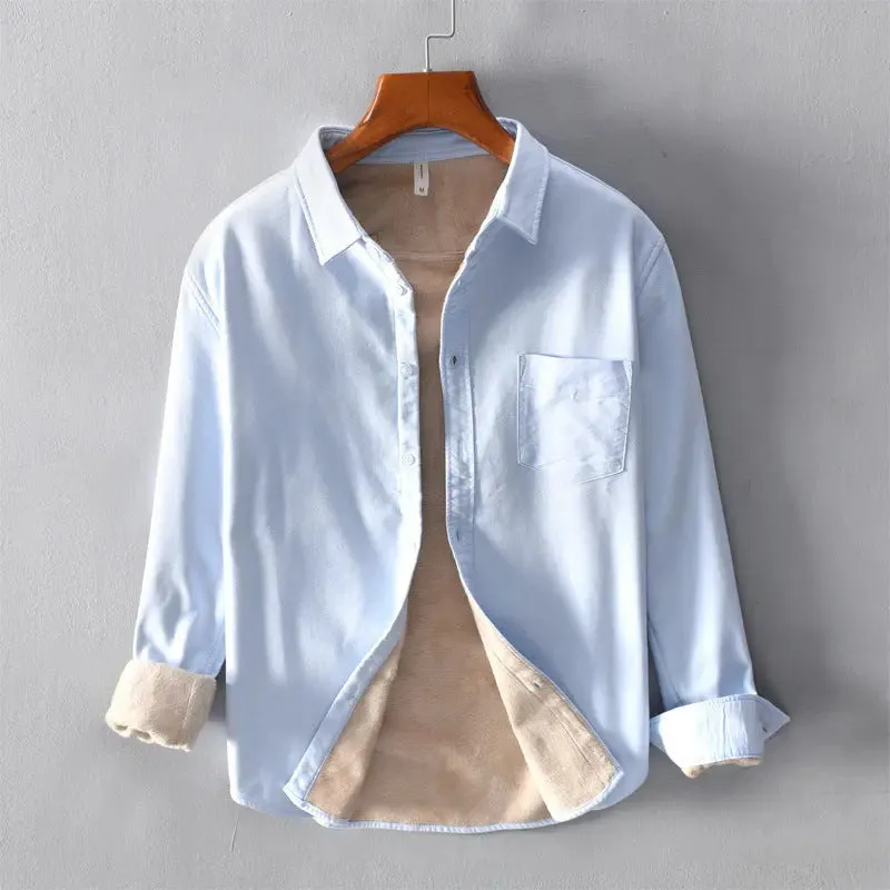 Warm Shirt Jacket Casual Plus Velvet Thick Long Sleeves