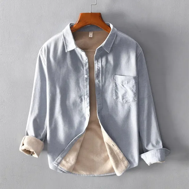 Warm Shirt Jacket Casual Plus Velvet Thick Long Sleeves