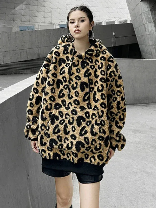 Wenkouban-Winter outfits Christmas Black Friday Cozy Animal Print Pocket Sweatshirt Hooded Jacket